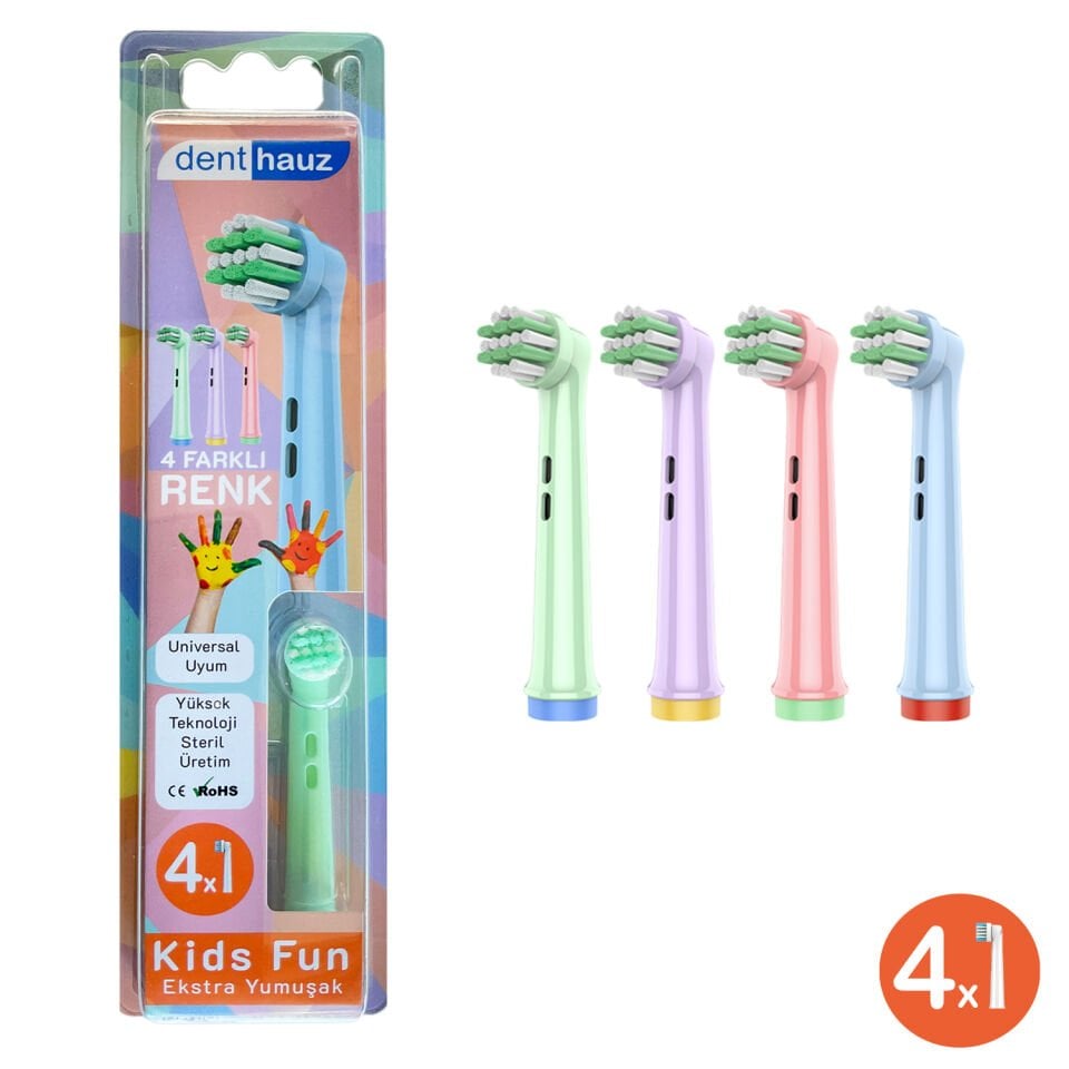 kids Fun Yedek Diş Fırçası Başlığı 4 Adet - Avantajlı Toptan Fiyat