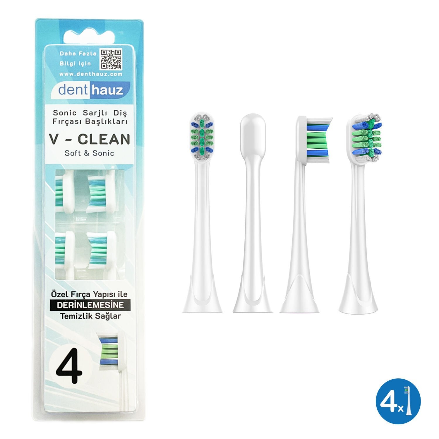 V Clean Yedek Sonic Diş Fırçası Başlığı 4 Adet - Avantajlı Toptan Fiyat