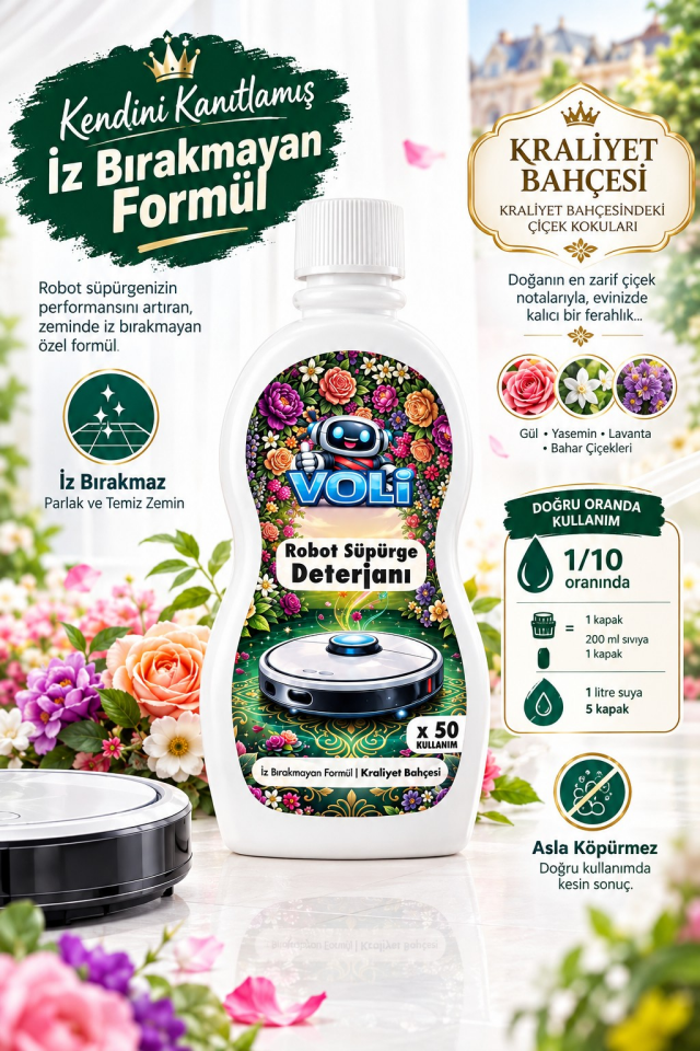Ultra-Shine Kraliyet Bahçesi Çiçek Kokuları Robot Süpürge Deterjanı - Mop Suyu 500 mL