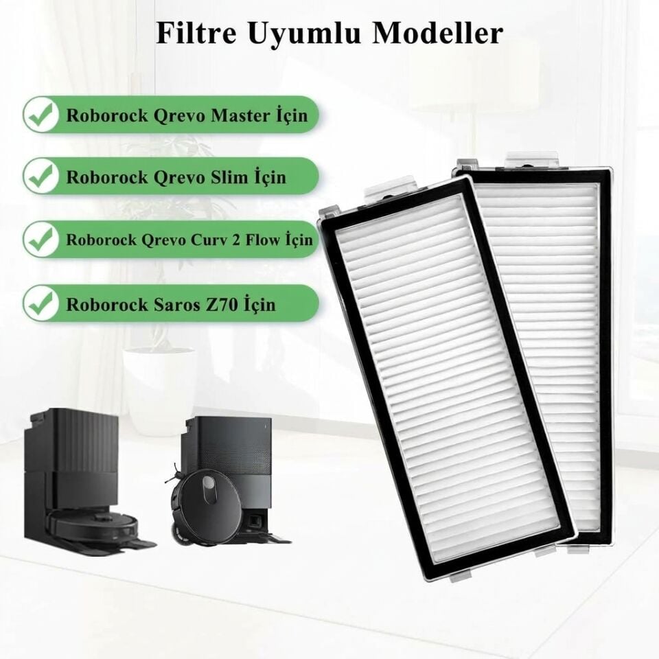 Qrevo Curv 2 Flow , Master ve Saros Z70 Uyumlu Hepa Filtre (2 Adet)