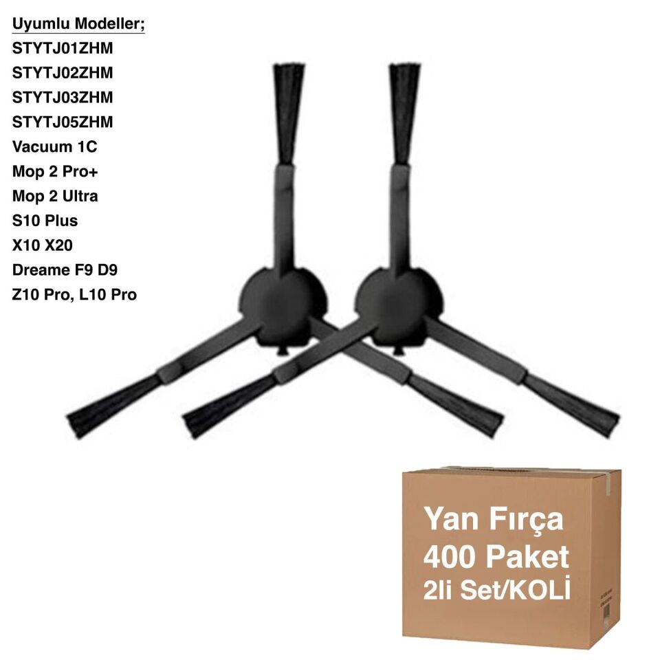 1C Siyah Yan Fırça 2 Adet - STYTJ02ZHM - Avantajlı Toptan Fiyat  Koli - 400 Adet