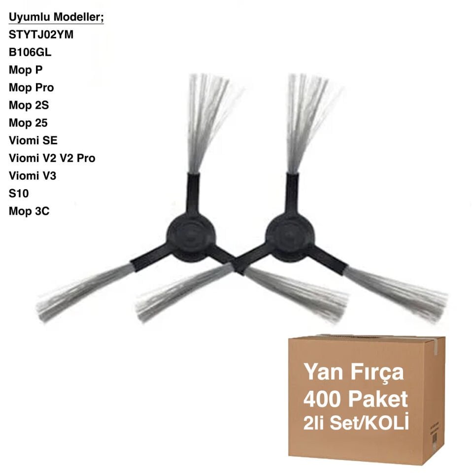 Mop P. Siyah Yan Fırça 2 Adet - STYTJ02YM - Avantajlı Toptan Fiyat  Koli - 400 Adet