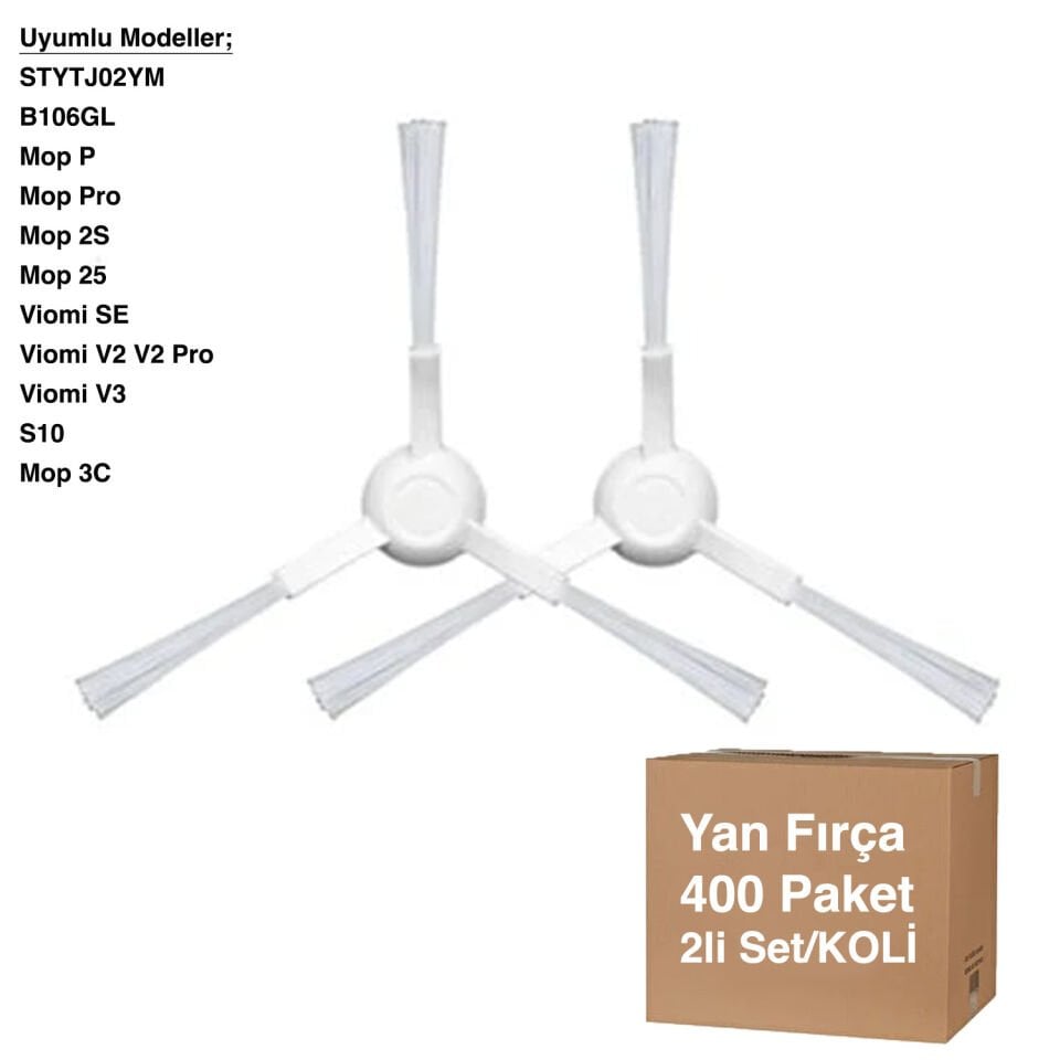 Mop P. Beyaz Yan Fırça 2 Adet - STYTJ02YM - Avantajlı Toptan Fiyat  Koli - 400 Adet