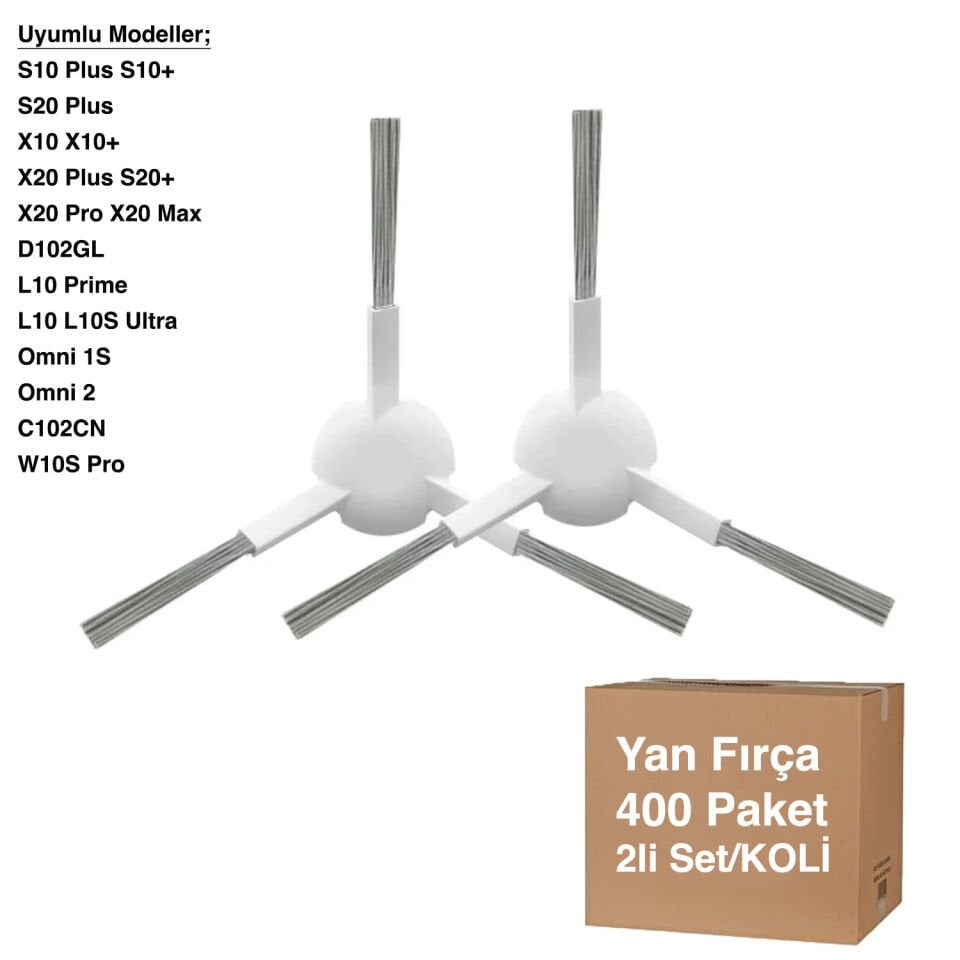 S10-S10 Pro Beyaz Yan Fırça 2 Adet - Avantajlı Toptan Fiyat  Koli - 400 Adet