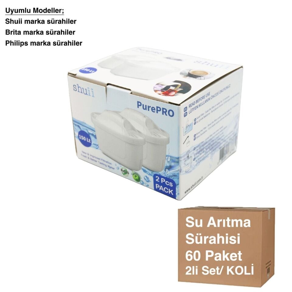 PurePRO Su Filtresi Kartuşu 2 Adet - Avantajlı Toptan Fiyat  Koli - 60 Adet