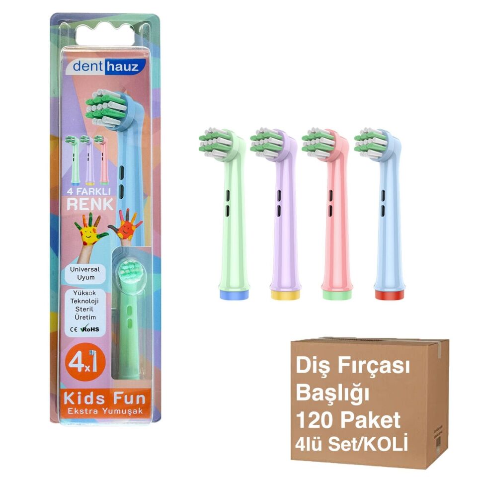 kids Fun Yedek Diş Fırçası Başlığı 4 Adet - Avantajlı Toptan Fiyat  Koli - 120 Adet