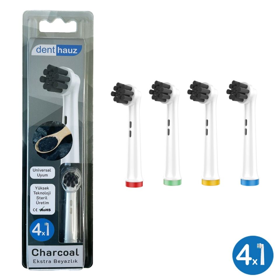 Charcoal Yedek Diş Fırçası Başlığı 4 Adet - Avantajlı Toptan Fiyat