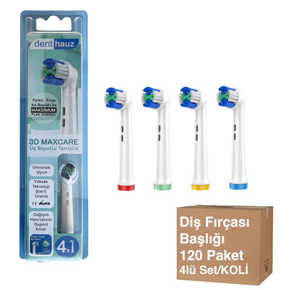 3D Maxcare Yedek Diş Fırçası Başlığı 4 Adet - Avantajlı Toptan Fiyat  Koli - 120 Adet
